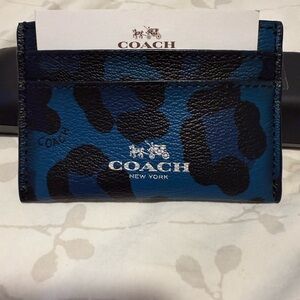 Coach Leopard Print Blue and Black Card or money Holder